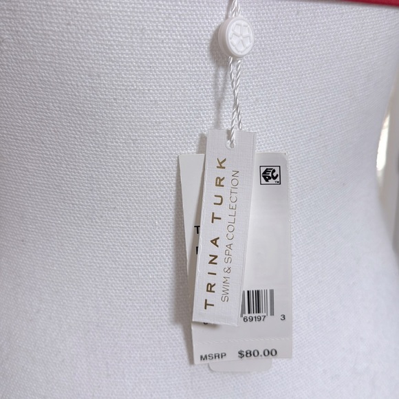 Trina Turk Off The Shoulder Cap Ruffle Sleeve Swim Top Size 6 Red - Picture 7 of 7